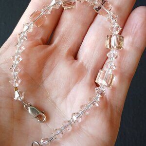 Peach Crystal Bracelet with 925 Claw Clasp, 7 1/2